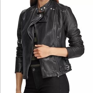 Lauren Ralph Lauren Burnished Leather Moto Jacket